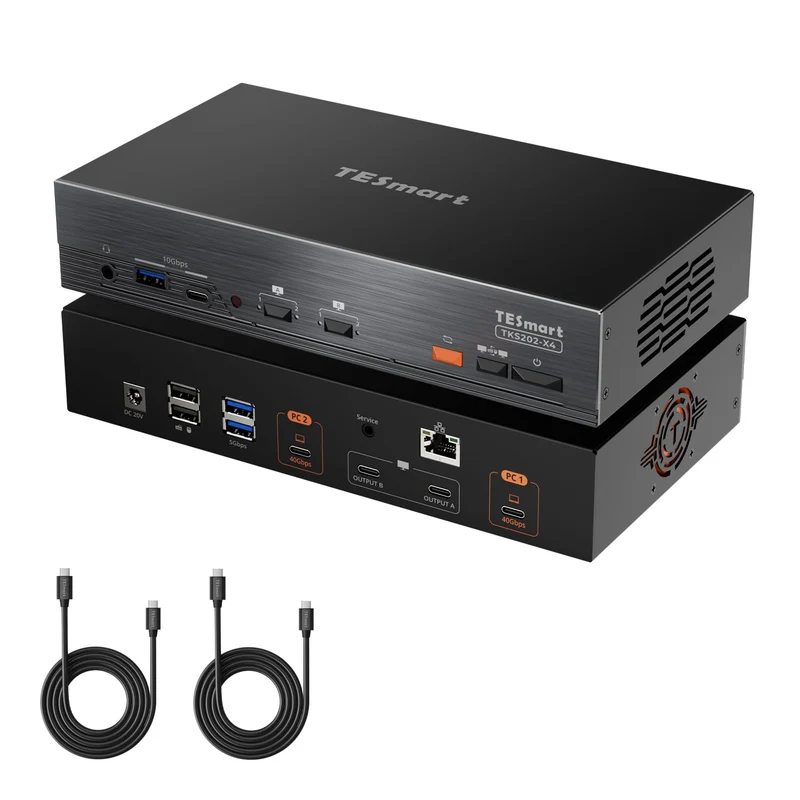 2-Port Dual-Monitor KVM für Apple Studio Display – Bis zu 5K@120Hz/6K@60Hz, kompatibel mit Thunderbolt™ 4-Geräten